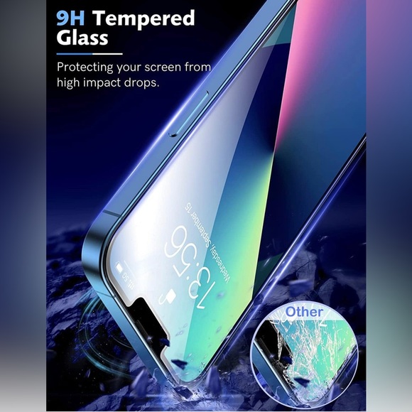 LK 2 Pack iPhone 13 Screen Protector with 2 Pack Camera Lens Protector - Picture 4 of 5